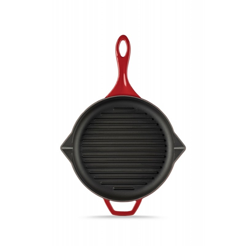 Emaljerad gjutjärnspanna grill Hosse, Rubin, Ф24cm - Gjutjärnspanna