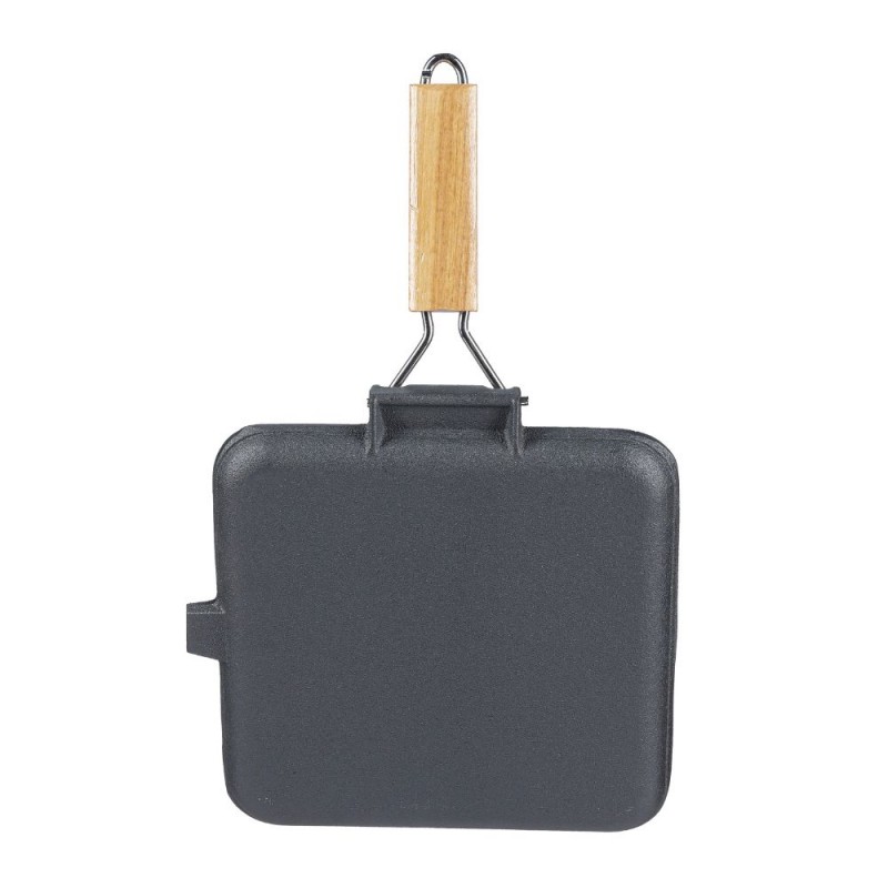 Gjutjärnspanna grill med fällbart handtag i trä, 28x28 cm | Gjutjärnspanna grill Gjutjärnspanna grill med fällbart handtag i trä, 28x28 cm | Gjutjärnspanna grill | Gjutjärnspanna |