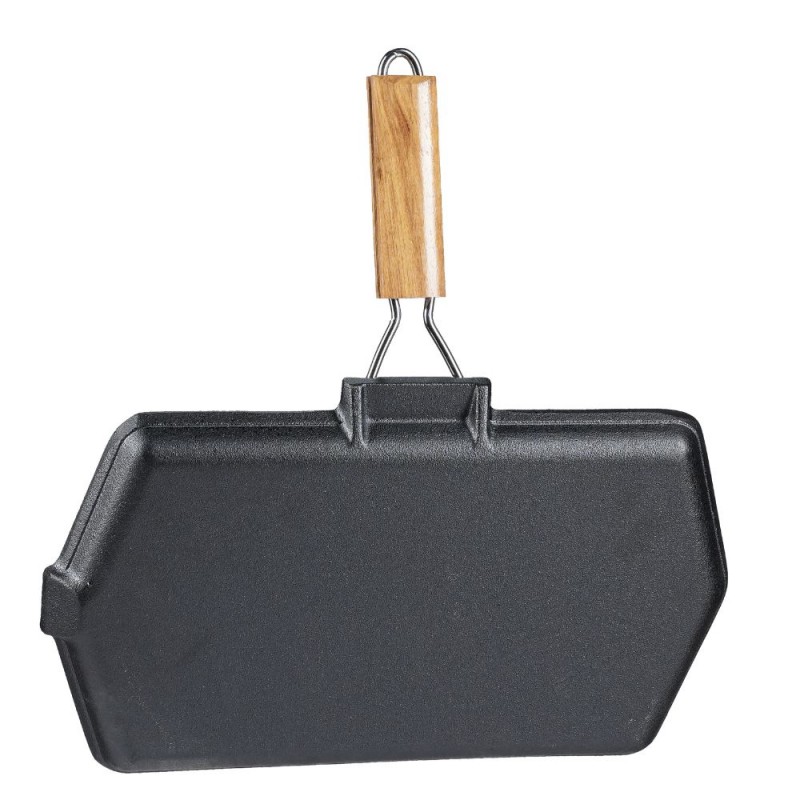 Gjutjärnspanna grill med fällbart handtag i trä, 35x21 cm | Gjutjärnspanna grill Gjutjärnspanna grill med fällbart handtag i trä, 35x21 cm | Gjutjärnspanna grill | Gjutjärnspanna |