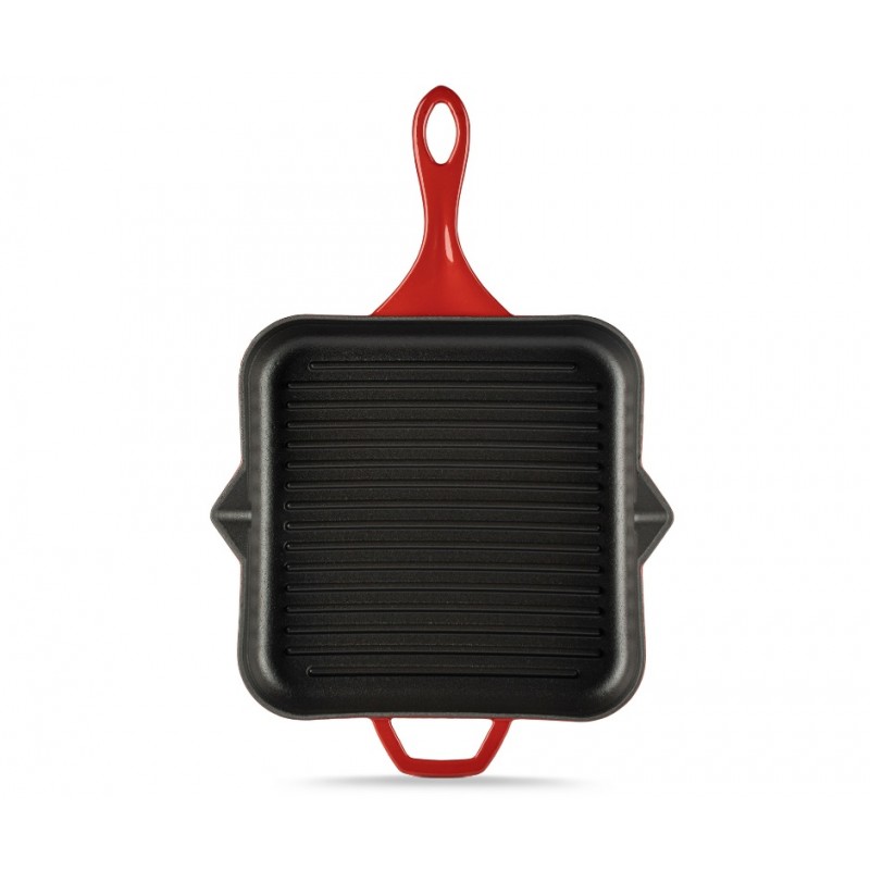 Emaljerad gjutjärnspanna grill Hosse, Rubin, 28x28cm - Gjutjärnspanna grill